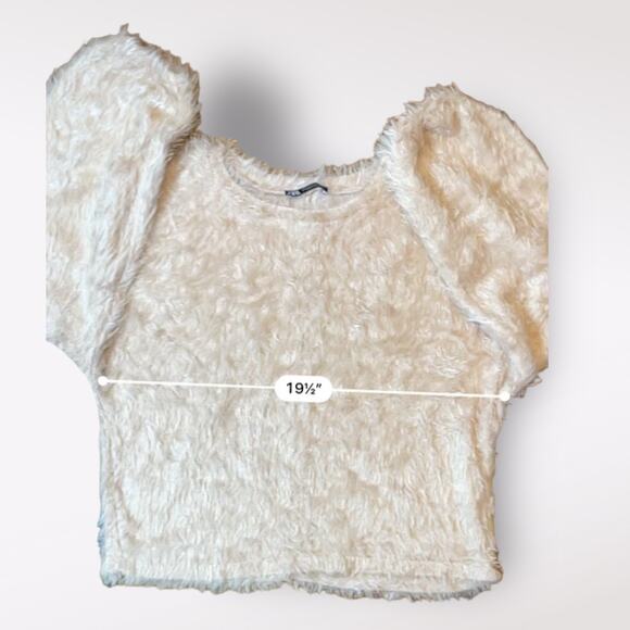 Zara Peach Furry Funky Indie Boho Long Sleeved Sweater Size S - Picture 4 of 10